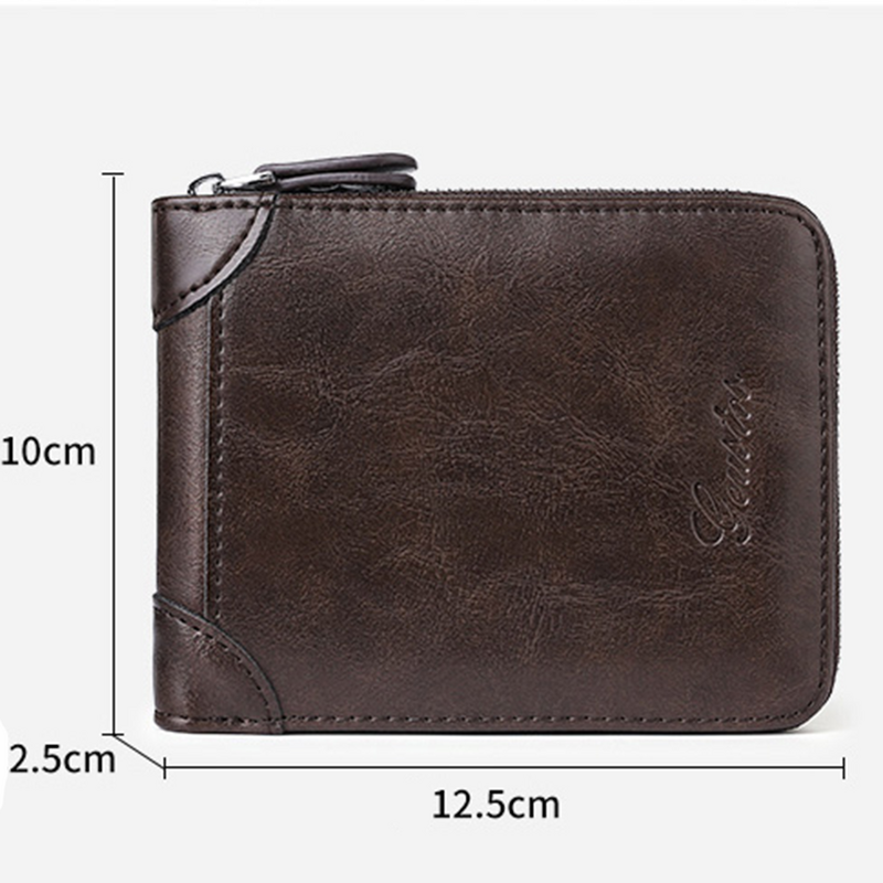 Men's Coin Purse Wallet Classical Fashion RFID Blocking Man Leather Wallet Zipper Business Card Holder ID Money Bag Wallet Male