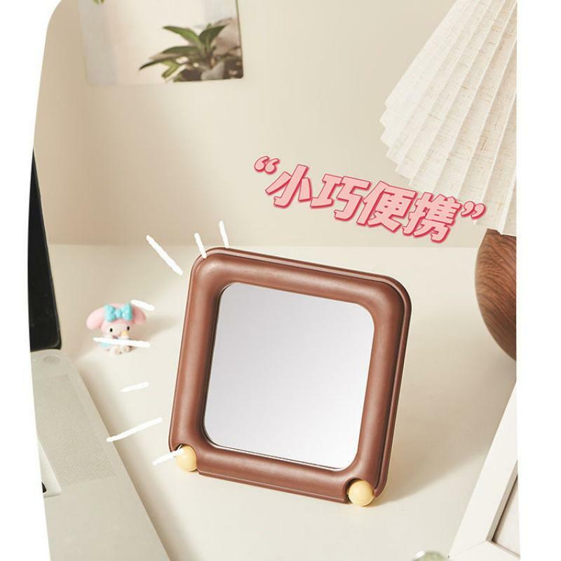 1Pc Creative Cute Chocolate Handbag Shaped Makeup Mirror Home Dormitory Multi Functional Foldable Desk Type Small Mirror