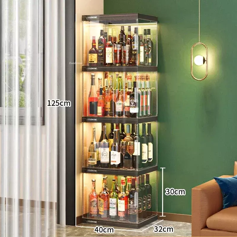 Transparent Acrylic Bar Cabinets Shelf Bar Display Commercial Storage Wine Cabinets Living Room Against The Wall Display Cabinet