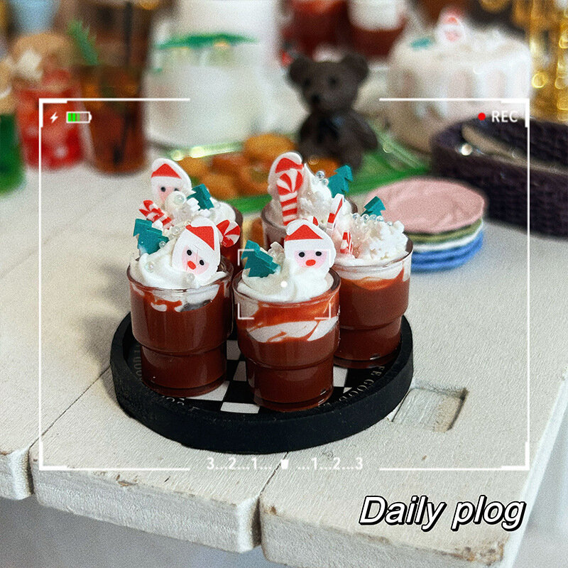 1/12 Dollhouse Miniature Christmas Chocolate Drink Model For Doll House Decoration Accessories Kids Pretend Play Toys