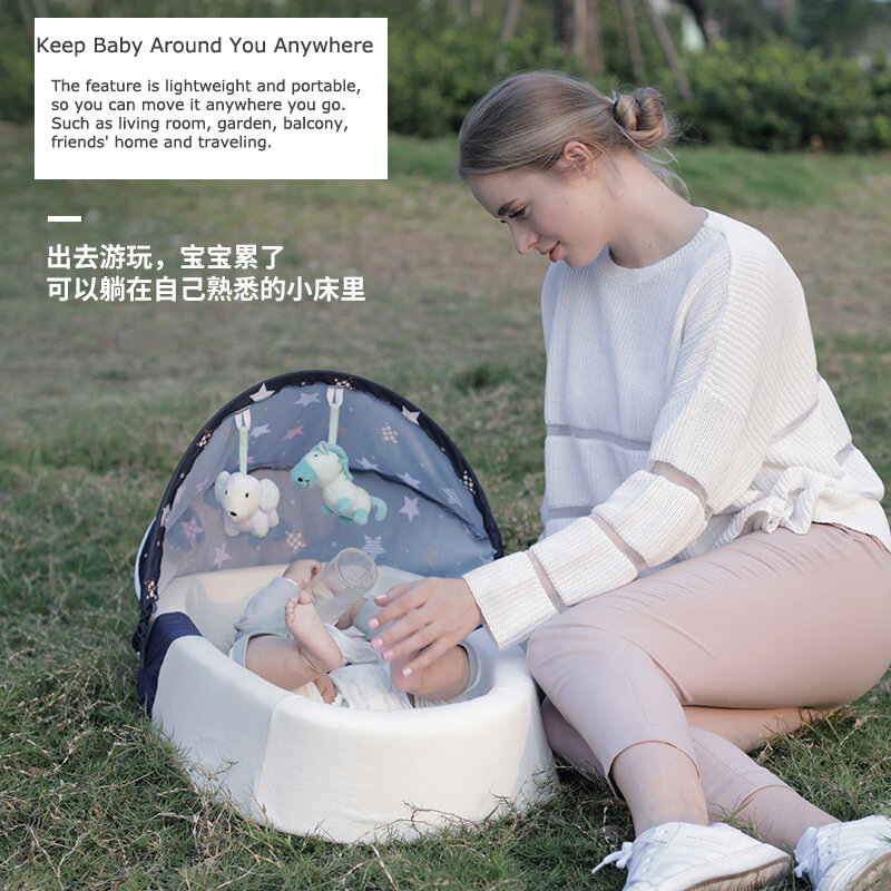 Lit de bébé Portable pliable et mobile, lit de nouveau-né, Protection Anti-pression, transat pour bébé avec moustiquaire