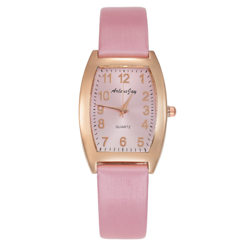 Orologi da donna a forma di Tonneau Casual semplici numeri arabi cinturino in pelle quadrante in lega multicolore orologi da donna orologi al quarzo