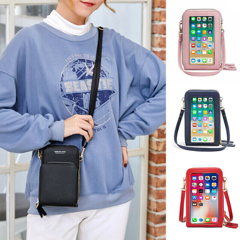 Женский кошелек для телефона, сумка для сенсорного экрана, кошелек с рчид-блокировкой, многофункциональный кошелек на плечо с ремешком, мини-кошелек, держатель для карт