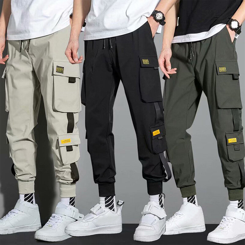 Loose Casual Radish Pants Men'S Large Pocket Large Capacity Leggings Fashionable Versatile Sports Pants Cropped Pants