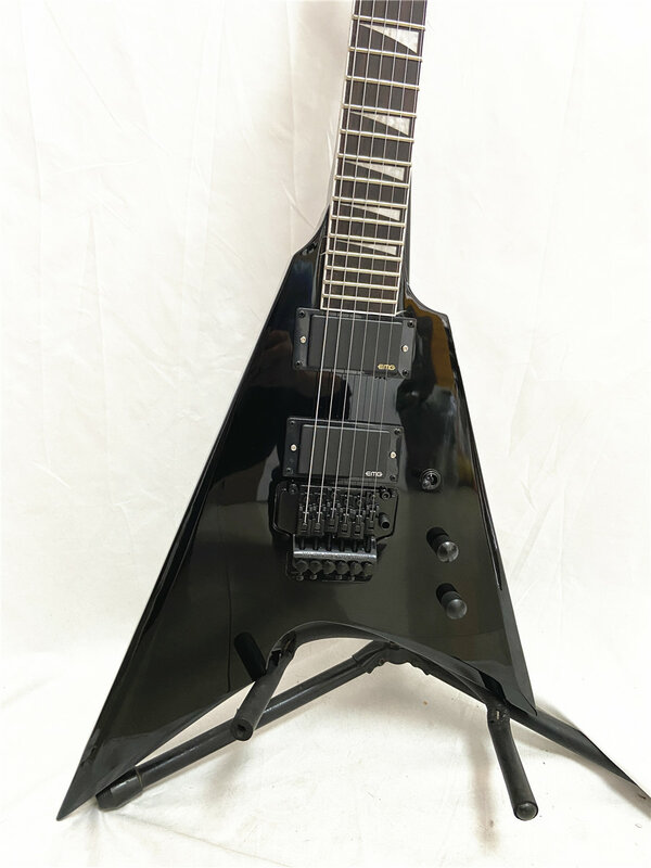 Edição personalizada preto garfo andorinha-cauda 6 cordas guitarra elétrica fechada captador ativo pode ser personalizado para frete grátis