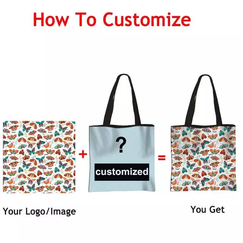 Personalizza il tuo Logo/nome/immagine borsa donna Shopping Bag ragazze Casual Totes borsa a tracolla femminile borse a tracolla Cartoon