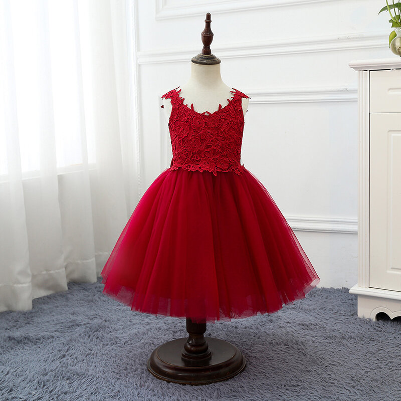 New Summer Flower Girl Dress with Lace Birthday Show Princess Dress