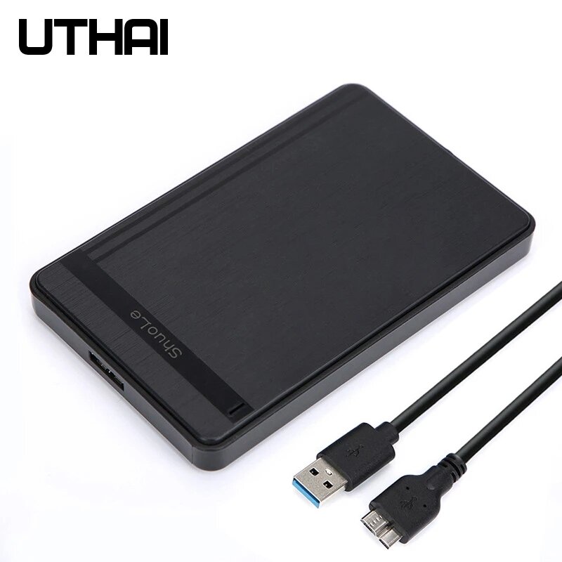 UTHAI Carcasa de Disco Duro Móvil, Caja de Almacenamiento Externo HDD, T22, 2.5'', SATA, Dispositivo para SSD, Cable USB 3.0, 2.0 ABS