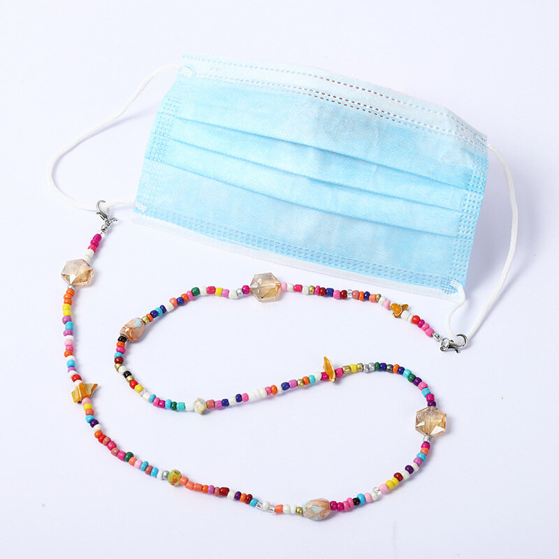 Bohemian Colorful Rice Beaded Sunglass Chain Crystal Acrylic Glasses Holder Cord Casual Women Face-Mask Strap Eyewear Jewelry