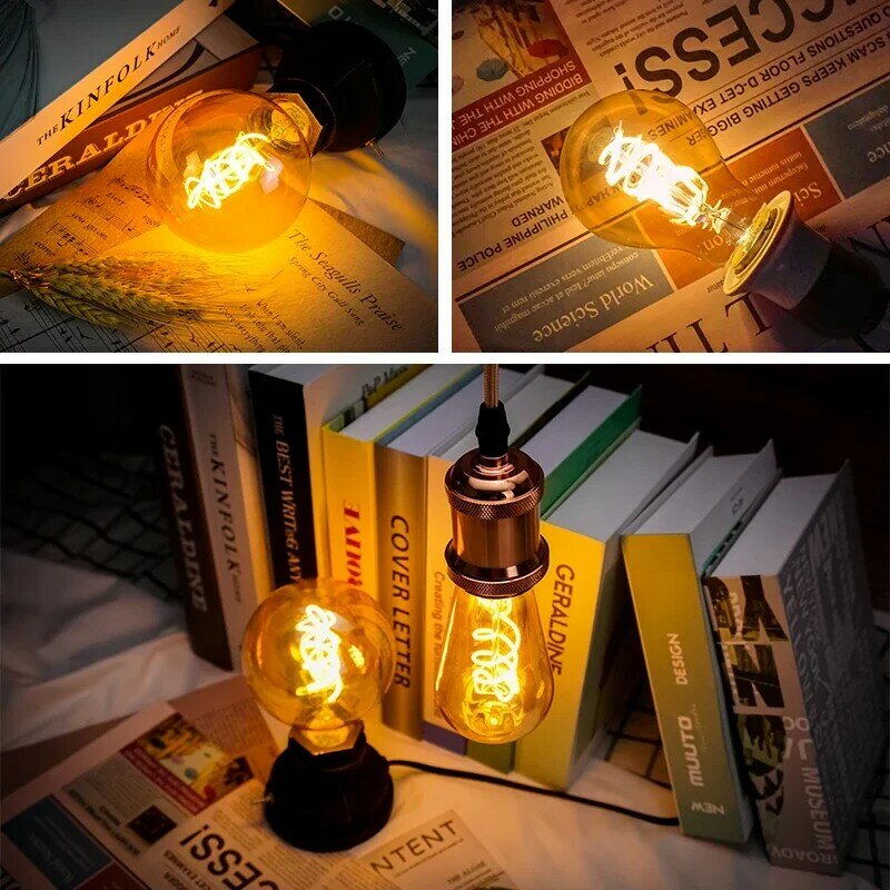 Светодиодная лампа накаливания в стиле ретро, 4 шт./лот, 220 В, ST64, G125, G95, G80, T45, C35, A60, 4 Вт, 2200K, винтажные лампы для декоративного освещения