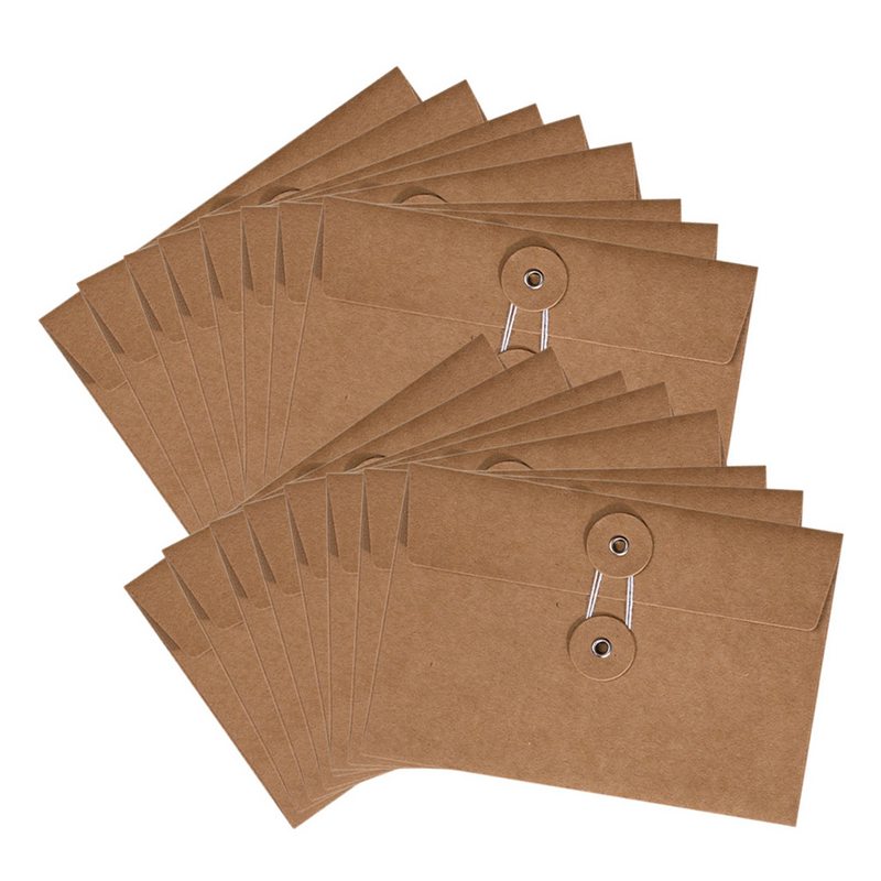 24 buah amplop Kraft kartu berkat amplop multifungsi tombol kaligrafi kertas organizer undangan untuk undangan