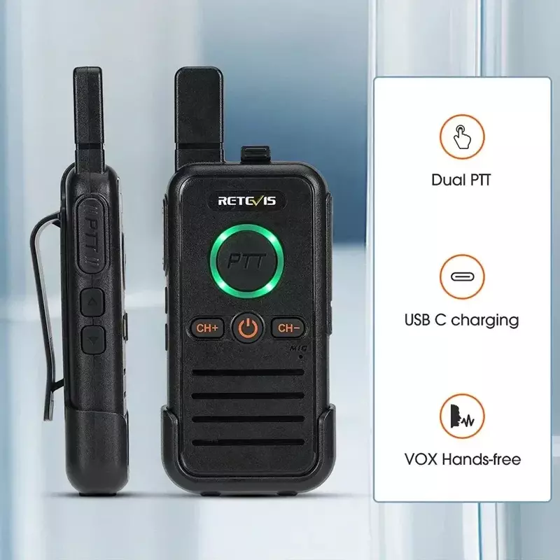 Retevis-walkie-talkie profesional Dual PTT, Radio bidireccional portátil PMR446, RB645 VOX, USB C para Hotel y restaurante