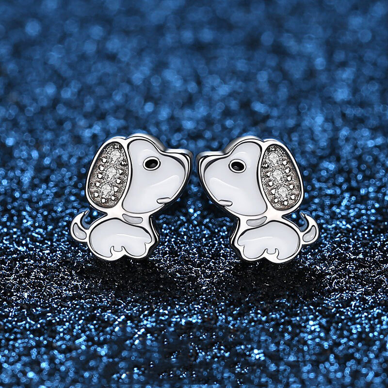 TrustDavis Real 925 Sterling Silver Minimalist Fashion Charm Cute  Animal Little Dog Stud Earrings Women Girls Jewelry DS3973