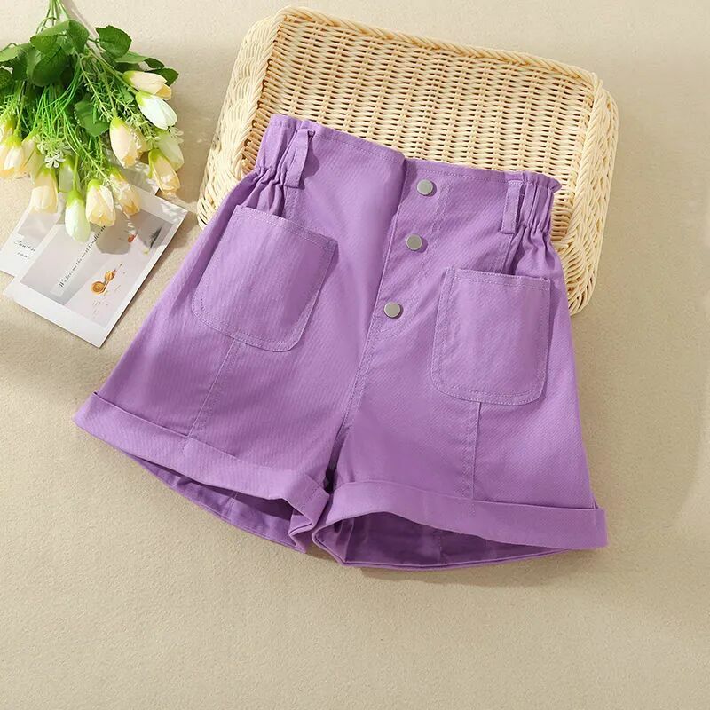 Summer Teenger Girls Shorts Korean Candy Color Sports Shorts For Girls Cotton Hot Pants Casual Children Girls Beach Shorts