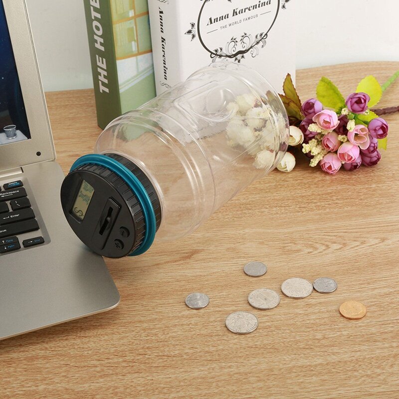 Contador eletrônico digital Coin, Jar automático dinheiro contando, Saving Piggy Bank