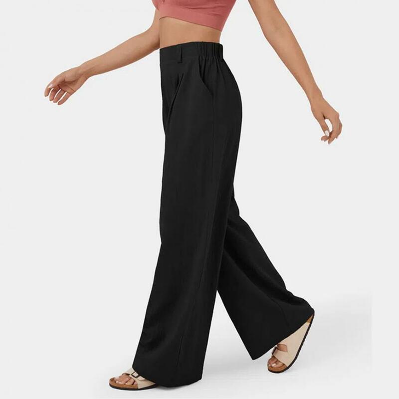 Elastische Taillen hose stilvolle Damen hose mit hoher Taille und weitem Bein einfarbiger elastischer Bund knöchel lange Hose für Streetwear