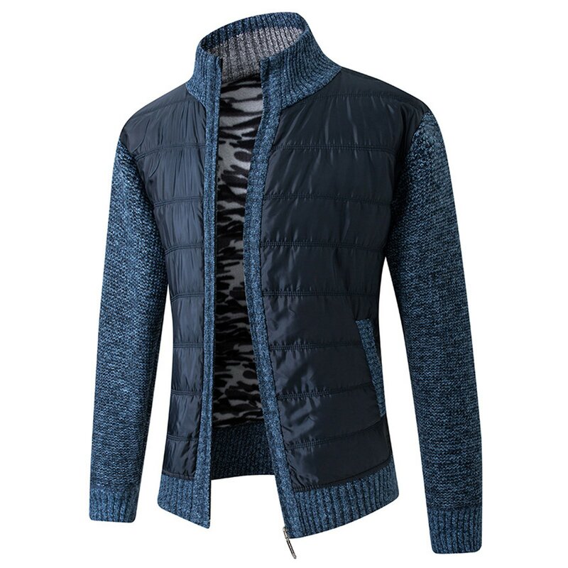 Sweater pria Plus kardigan rajut bulu domba Vantage ritsleting penuh rajutan lengan panjang kasual warna Solid kemeja Jumper mantel.