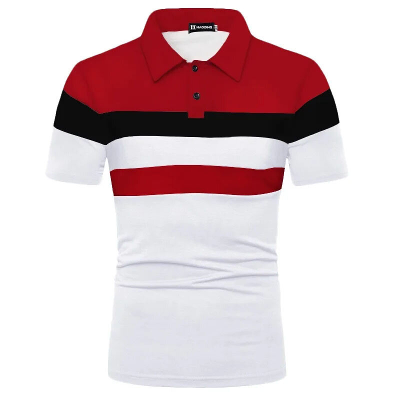 Męska koszulka Polo, letnia odzież uliczna na co dzień męska koszulka z krótkim rękawem kontrastowa odzież męska