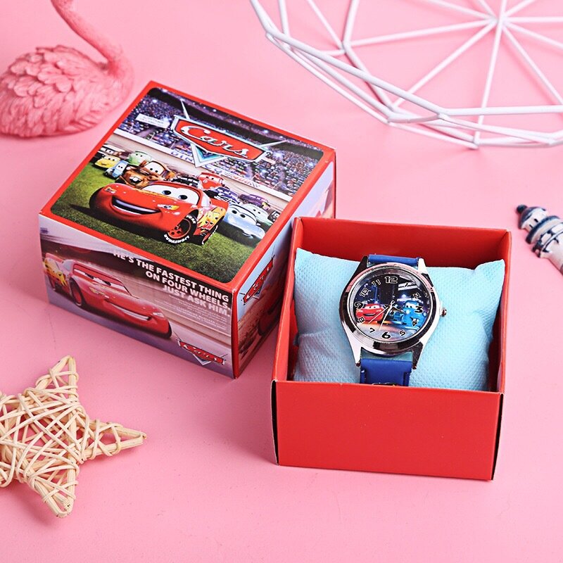 Relógio Quartzo Infantil com Caixa, Figura de Anime, Disney, Mickey, Minnie, Homem-Aranha, Crianças, Presentes de Aniversário, Estampa Aleatória