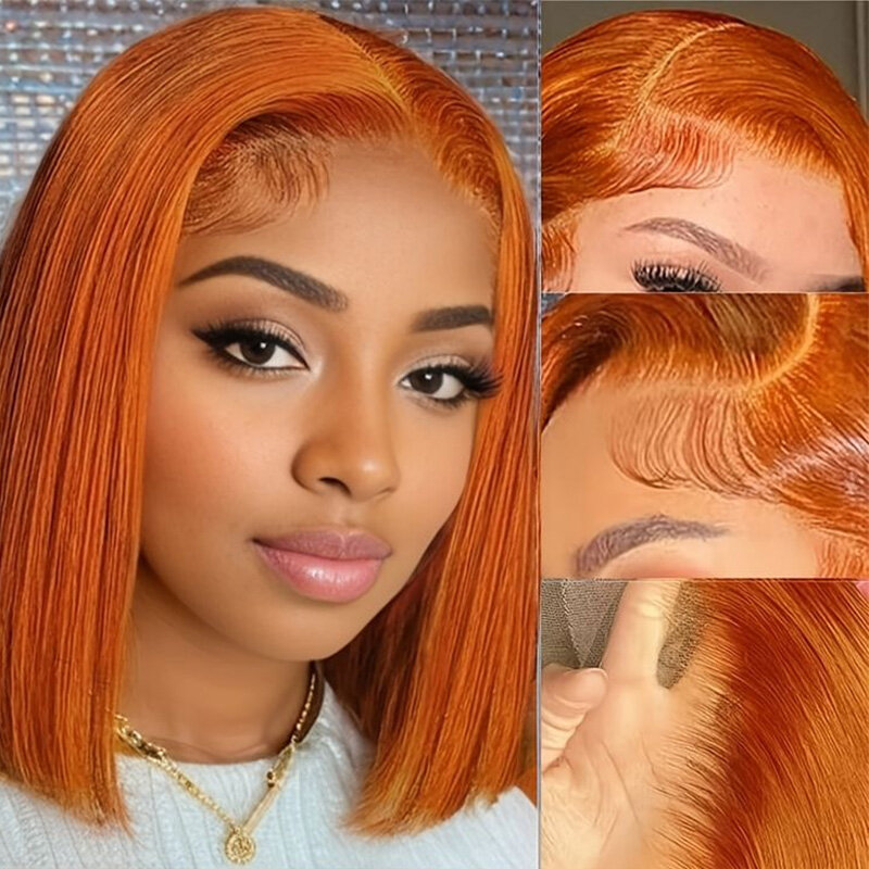 Lace Front Short Bob Wig Indian #350 13X4 Straight T Part Lace Transparent Frontal Wigs Human Hair For Black Woman