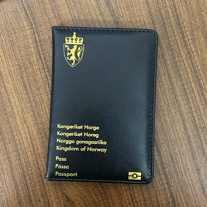 노르웨이 왕국 여권 커버, 여권 커버, Kongeriket Norge 여권 홀더, 블랙 PU 가죽