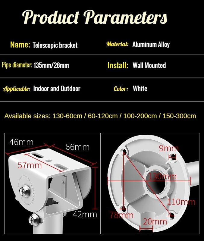 L-style 30 см-200 см телескопический кронштейн из алюминиевого сплава для камеры видеонаблюдения Настенный монтажный кронштейн с головкой утконоса Регулируемый на 360 градусов