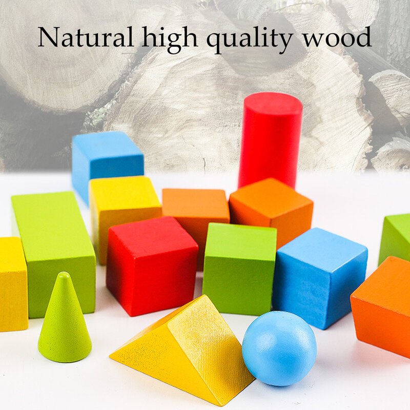 Kids Wooden Blocks 3D Geometry Building Block Children's Gifts Early Learning Toys Shape Cognition Montessori Education