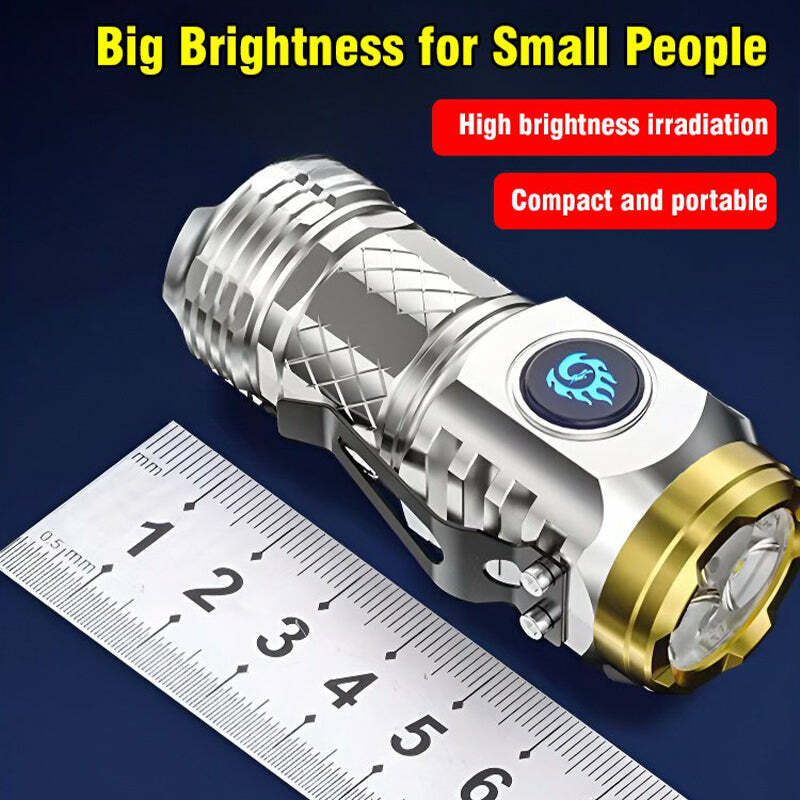 Taschenlampe, starkes Licht, wiederauf ladbare, super helle, tragbare Beleuchtung, Langstrecken-Mini-LED-Drei-Augen-Stahl kanone