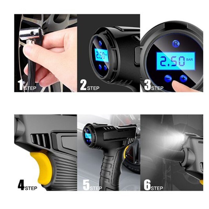 Pompa tiup kompresor udara genggam Digital, pemompa udara ban untuk mobil, sepeda, aksesori suku cadang pengganti