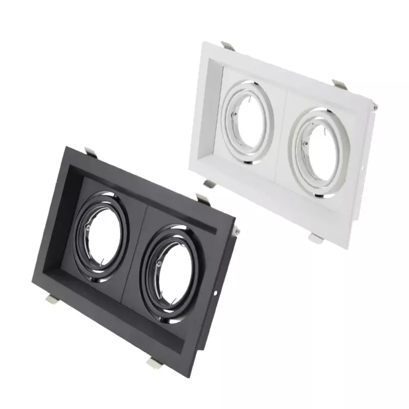 2 pz nero bianco quadrato incorporato soffitto a Led per GU10 MR16 lampadina raccordi supporto faretto telaio Downlight Fixture
