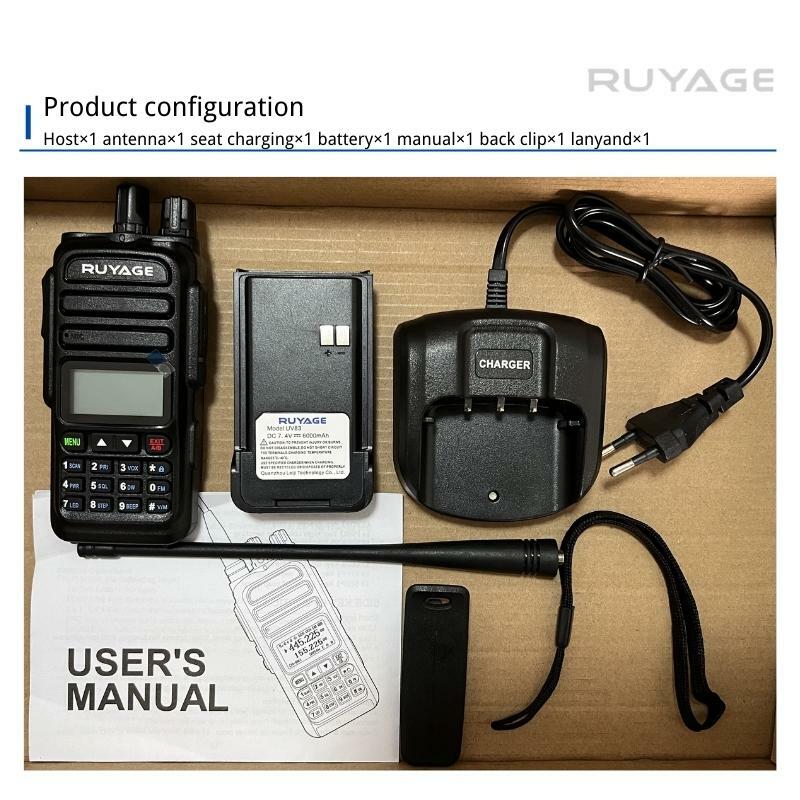 Ruyage-walkie-talkie con banda de aire, escáner de policía, marino, UV83 NOAA, canal meteorológico, 6 bandas, Amateur, Radio bidireccional, 128 canales