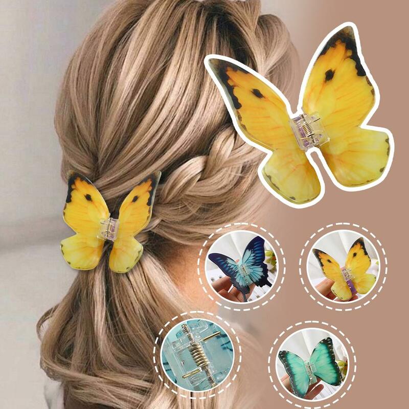 French Romantic Hair Claw Graceful Beautiful Butterfly Hair Claw Grabber Shark Women Butterfly Crab Accessories Clip Girl H X0T2
