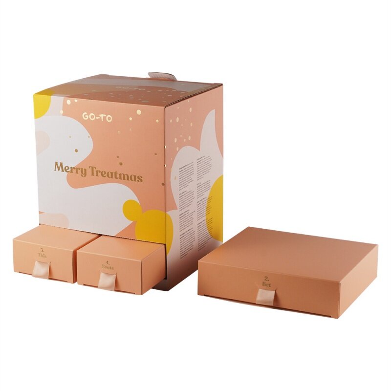 Картонная подарочная коробка с календарем на заказ, роскошные Пустые Картонные наборы для макияжа 12 месяцев, коробки с ящиками
