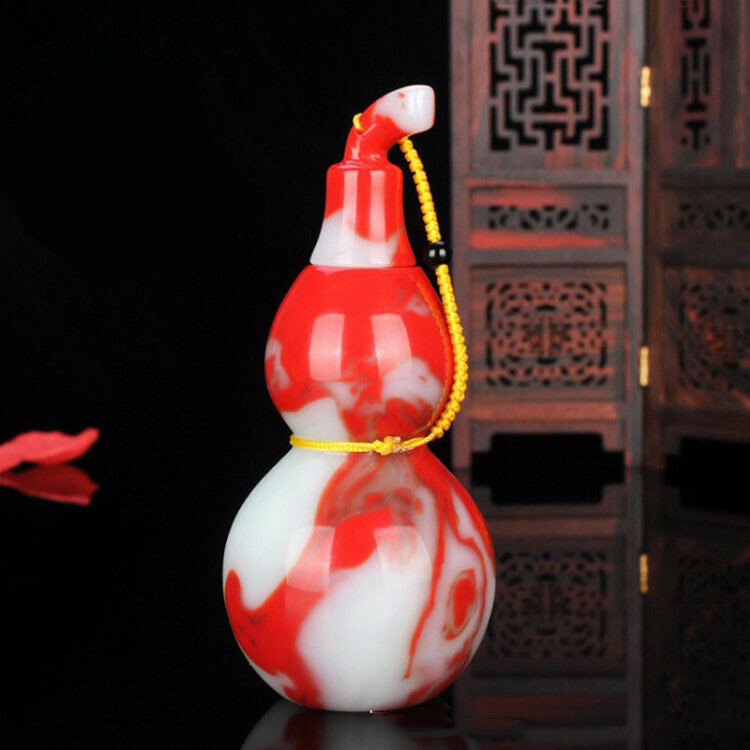 Xinyangobi黄金翡翠鶏石翡翠ひょうたんの装飾品フローティングフラワーフルブッゴウハンドピース
