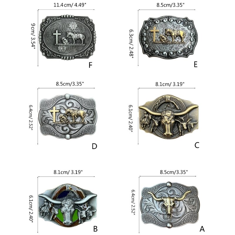 Cowboy-Ochsenschädel-Gürtelschnalle aus Metall, mehrere Farben, Persönlichkeits-Gürtelschnalle für Heimwerker
