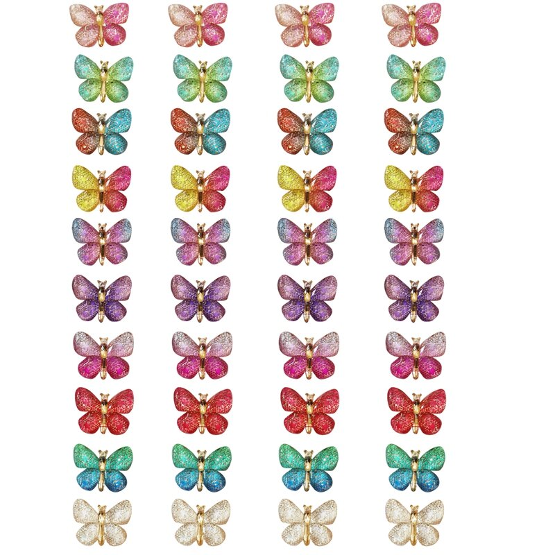 40 szt. Wielobarwne piękne motyle żywiczne ozdoby do scrapbookingu płaskie plecy sztuka DIY projekty rzemieślnicze