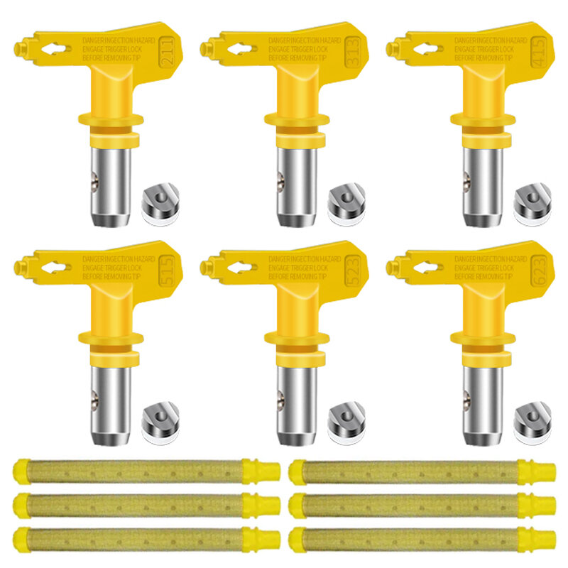 6 Pcs Reversible Airless Paint Sprayer Nozzle Tips and 6 Pcs Airless Spray Gun Filter for Airless Sprayer Spraying Machine Parts