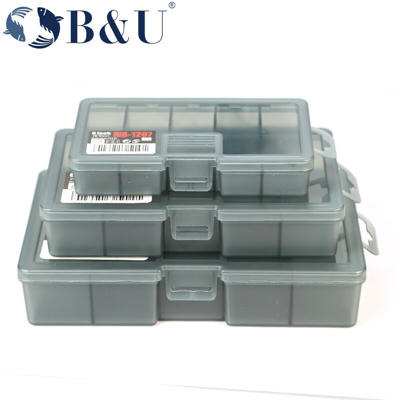 B&U Fishing Box Large Capacity Slim 5-Compartments Clear Lid Fishing Tackle Box Fishing Accessories Lure Hook Boxes Storage