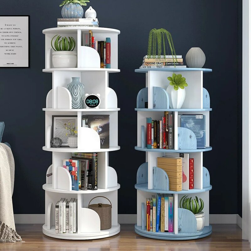 2/3/4/5/6 lagen nieuwe moderne kamer eenvoudige huishoudelijke ruimtebesparende boekenkast draaiende ronde kinderen roterende boekenplank
