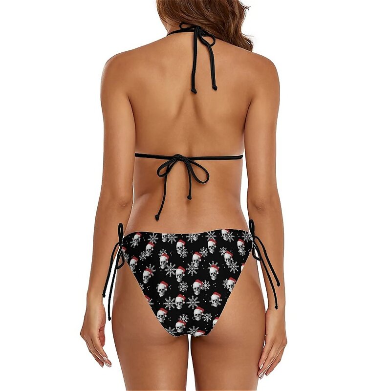 Set Bikini motif tengkorak kartun seksi pakaian renang Bikini tulang baju renang Push Up Suspender kolam renang Rave pakaian renang wanita 2 potong Bikini feminin