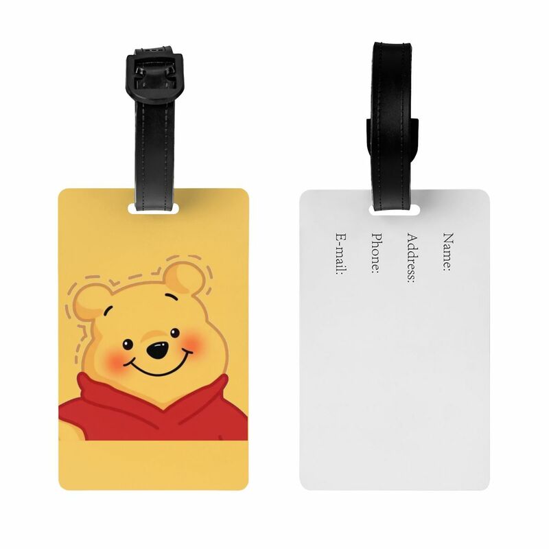 Custom Winnie The Pooh Luggage Tag Privacy Protection Baggage Tags Travel Bag Labels Suitcase