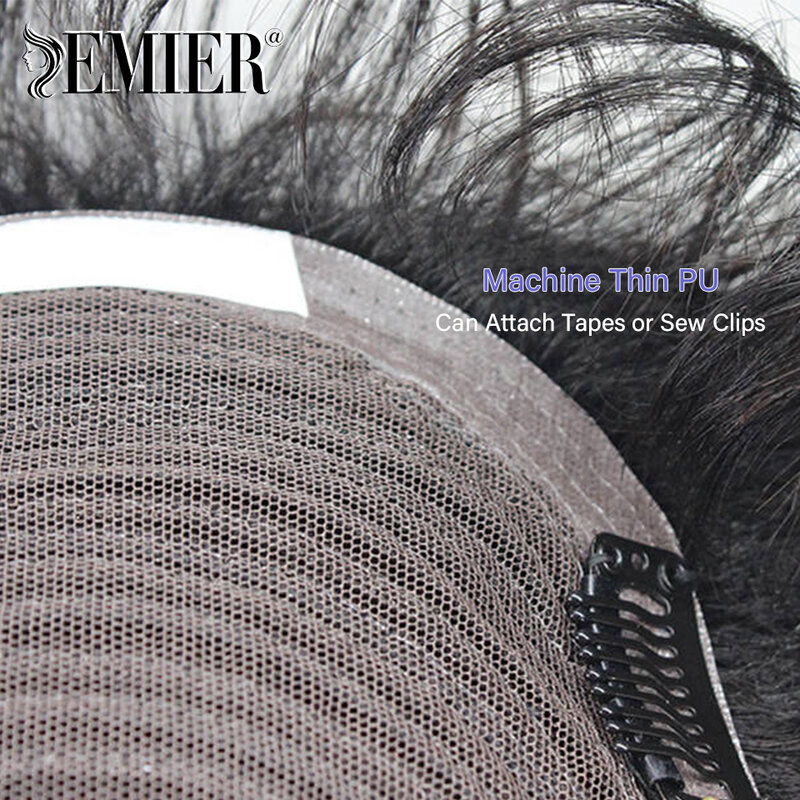 Peruca reta feita à máquina para homens, peruca de cor natural, cabelo humano remy indiano, sistema de substituição, grampo de renda suíço