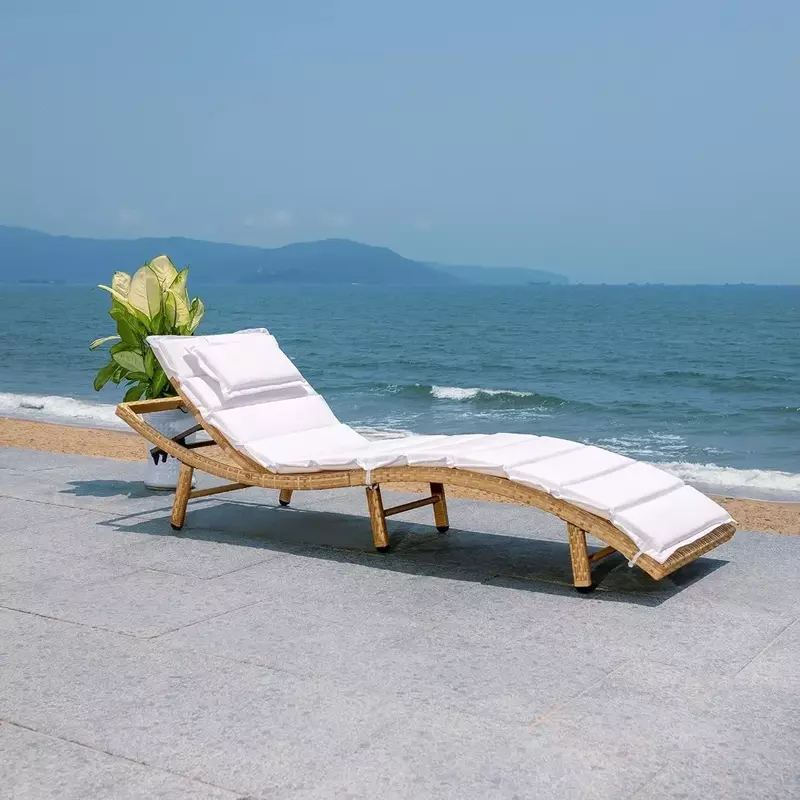 Outdoor-Kollektion Colley Natur geflecht/weißes Kissen verstellbare Liege Chaiselongue Fracht frei entspannende Möbel