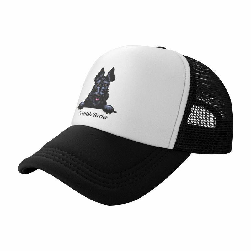 Custom Punk Peeking Dog Scottish Terrier Baseball Cap for Men Women Adjustable Trucker Hat Outdoor