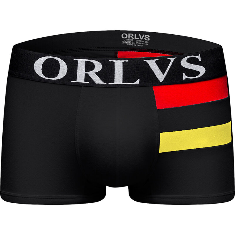 ORLVS-bóxer de algodón suave para hombre, ropa interior Sexy, pantalones cortos con bolsa 3D