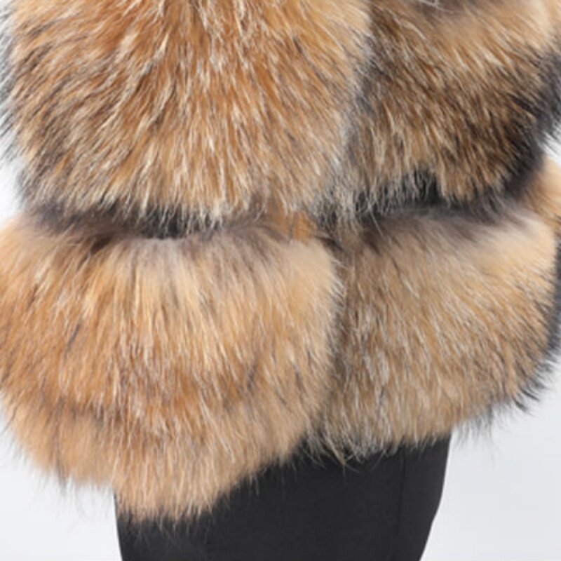 Casaco de pele de raposa de couro feminino, jaqueta de pele real, colete quente, material 100% natural, novo estilo, frete grátis, inverno, 2024