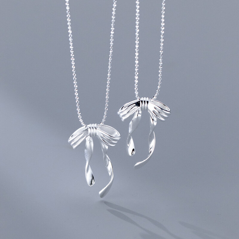 Prachtige 925 Sterling Zilveren Elegante Strik Hanger Ketting Voor Vrouwen Luxe Mode Sleutelbeen Keten Bruiloft Feest Sieraden Cadeau
