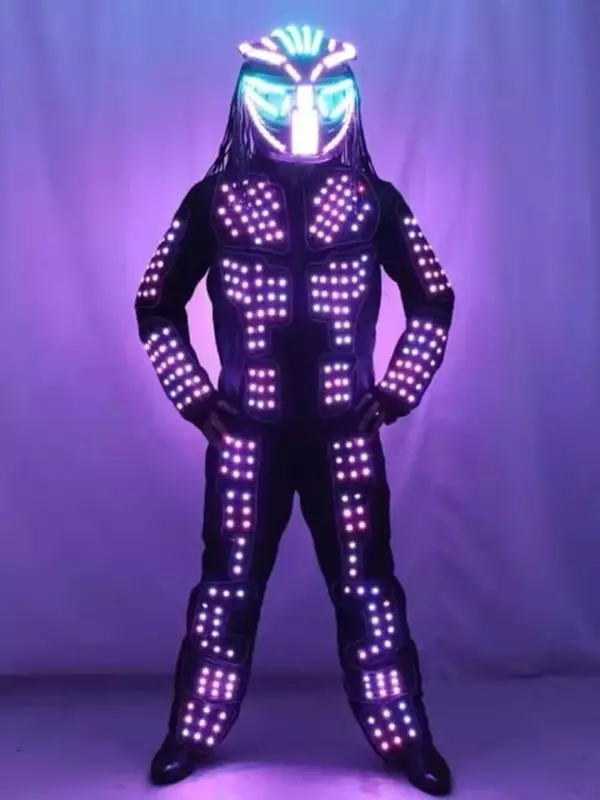 Costumes de robot à LED avec lumières, tenue de festival de carnaval imbibée, tissu de performance de fête de séparés euse