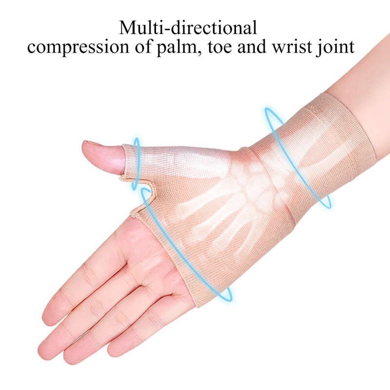 Guantes de compresión de medio dedo para artritis Unisex, manga de soporte para muñeca y pulgar, perfecto para túnel carpiano, escritura, 1 par