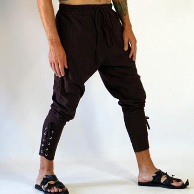 กางเกงโจรสลัดสำหรับผู้ชายชุดคอสเพลย์เรอเนซองส์กางเกงสไตล์โกธิคยุคกลางกางเกงเครื่องแต่งกายโจรสลัด3XL ขนาดพิเศษ